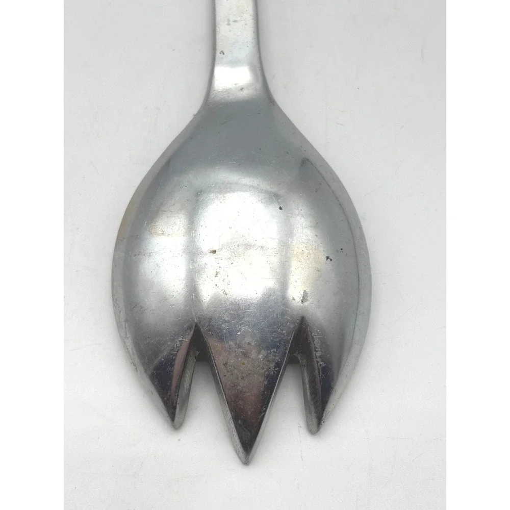 Vintage Aluminum Salad Serving Spork Long Handle Mid Century Modern 10.25in